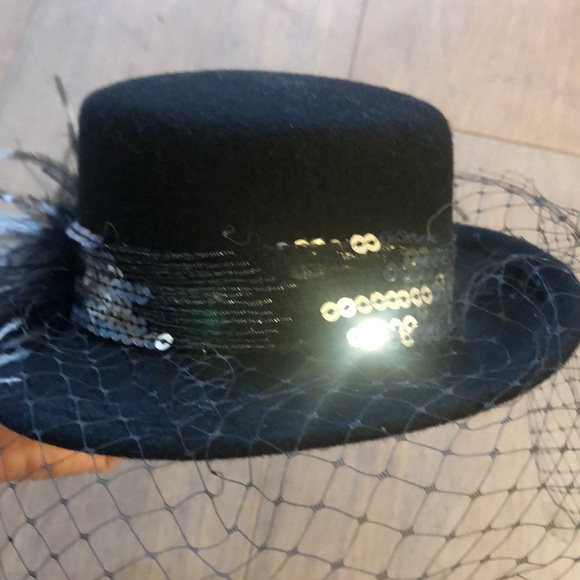La Vie En Rose NEW $110 - Hat with Veil, Feathers  & comb - Picture 7 of 7